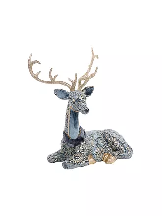 GOODWILL | Dekofigur Lying Deer 54cm blue/grey/gold | 